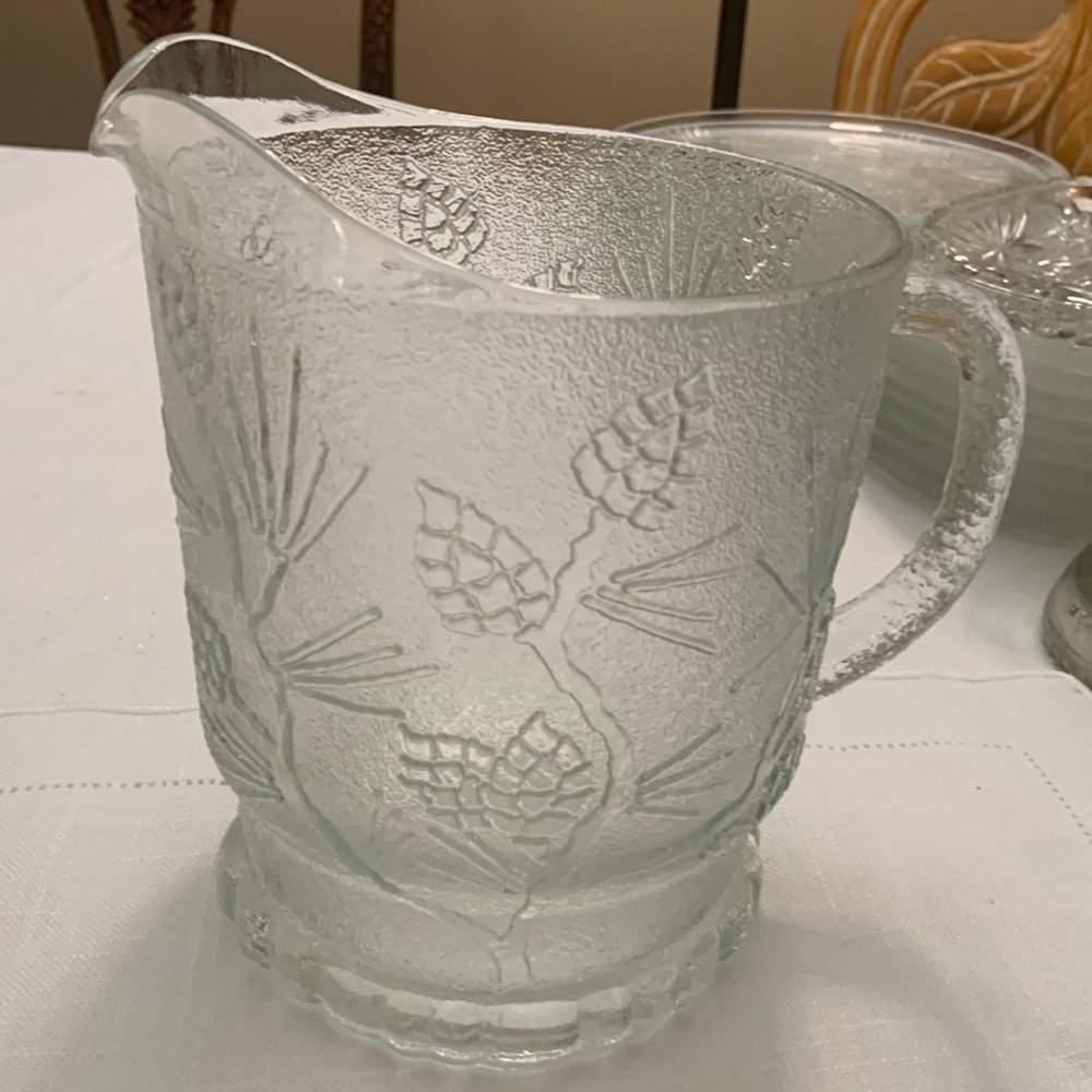 Vintage Tiara Glass Pitcher Ponderosa Pine